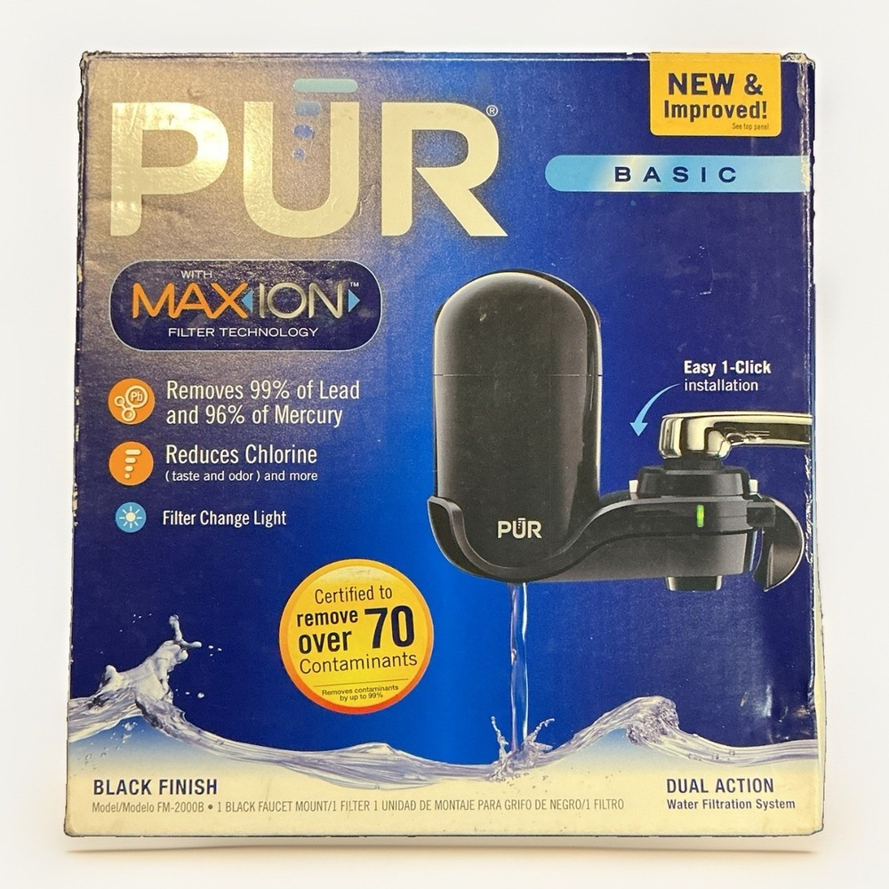 PUR FM-2000B Faucet Mount Filtration System Vertical Sink Water Filter Black New